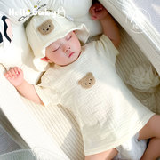 纯棉纱布婴儿上衣短袖夏季薄款宝宝，t恤男衣服女夏装半袖0-1岁3月2