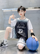 巴布豆男童夏装套装2024速干篮球服儿童夏季薄款运动球服男孩