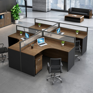 职员办公桌46人简约现代四人，位财务电脑桌卡座屏风员工桌椅组合