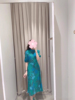 DVF2023春夏绿色凤尾花中袖旗袍式复古气质显瘦连衣裙女士