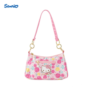 Sanrio三丽鸥玫瑰系列单肩包Hello Kitty少女风百搭女生拉链包