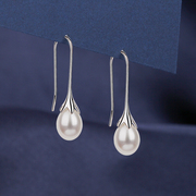 s925纯银淡水真珍珠耳环个性，设计耳坠2023年百搭气质耳饰品
