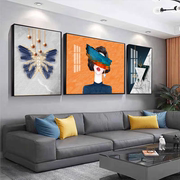 北欧客厅装饰画现代简约轻奢沙发背景墙高档大气，壁画晶瓷三联挂画