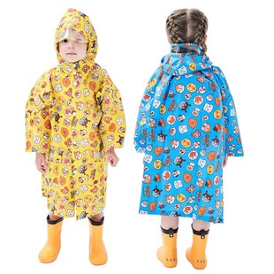 儿童雨衣套装男女宝宝幼儿分体卡通带书包长款面包超人反光雨披具