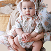 新生儿0-6个月绑带连体衣夏季薄款婴儿蝴蝶衣和尚服宝宝短袖哈衣