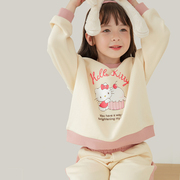 女童运动套装秋季2023儿童卫衣外套裤，子女宝宝套装针织两件套