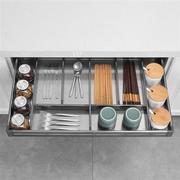厨房橱柜工具单层拉篮内置分隔收纳调味料抽屉开门式置物架阻尼