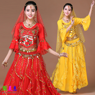 新疆舞蹈演出服成人女印度舞服装肚皮舞表演服高档飘逸舞蹈服