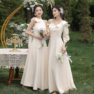 香槟色伴娘服2024高级感小众婚礼姐妹团礼服裙女平时可穿夏季