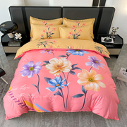 四件套纯棉全棉花卉中国民族风床单被套双人被罩宿舍床上三件套春
