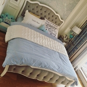 加厚全棉老粗布床单单件被套纯棉床上用品家纺格子学生宿舍蓝