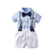 夏季儿童套装 男宝宝绅士哈衣套装短袖短裤爬服 一件代发1218
