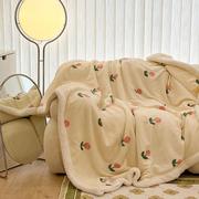 奶油郁金香羊羔绒毛毯牛奶绒，秋冬盖毯保暖沙发装饰午睡小毯子