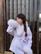 小莉莉家冰岛恋人双面羊绒可拆卸狐狸毛领大衣女名媛范儿大衣
