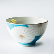 日本进口T.NISHIKAWA Kayori京烧清水烧彩绘陶瓷茶碗茶杯白菊