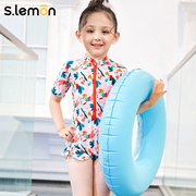 slemon泳衣儿童女夏季连体专业训练女孩防晒速干中大童游泳衣女童