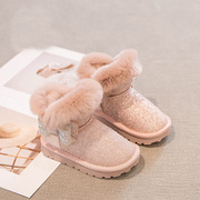 女童鞋子雪地靴，2023年冬季儿童靴子加绒加厚大棉鞋，短靴雪地棉