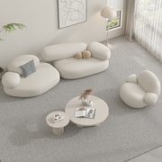 网红小户型沙发客厅简约现代x设计师沙发，弧形创意鹅卵石美容院接