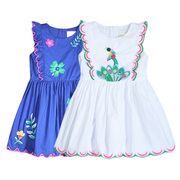 夏季儿童装女童宝宝洋气孔雀，重工刺绣花纯棉，背心裙中大童连衣裙子