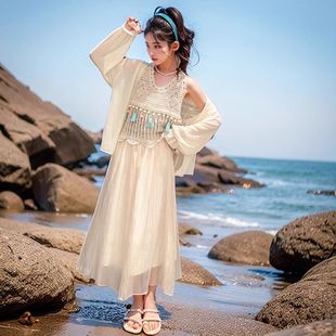 女童连衣裙春秋夏季儿童波西米亚民族风防晒套装云南旅游海边度假