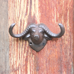 欧式铸铁艺庭院创意墙壁动物牛头衣帽钩田园复古朴做旧装饰挂钩