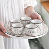 家庭用单只小茶杯小号酒杯陶瓷杯子托盘套装北欧简约江中杯茶水杯
