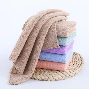 珊瑚绒儿童方巾宝宝洗脸面巾吸水口水巾柔软方巾