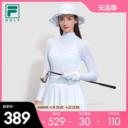 FILA 斐乐女子针织长袖上衣2023夏季小高领高尔夫运动长T