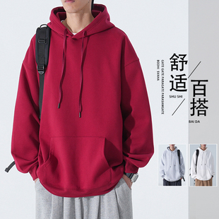 美式酒，红色卫衣男款，秋冬季