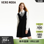 Vero Moda奥莱连衣裙子春秋学院风衬衫假两件长袖针织裙女