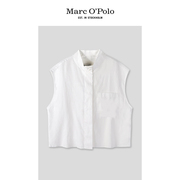 Marc O'Polo/MOP商场同款白色无袖亚麻衬衣小立领别致衬衫女