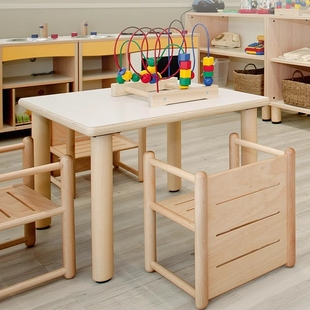 GAM桌椅幼儿园托育早教家用儿童木制多功能三面椅榉木环保 耐用