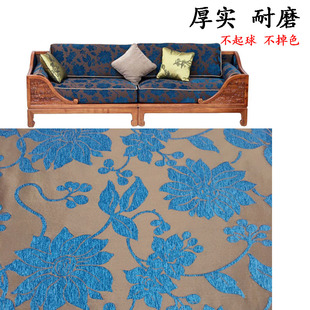 高品质蓝色雪尼尔提花沙发，布料加厚防滑坐垫，奢华实木沙发耐磨面料