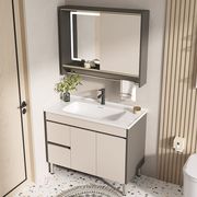 落地式浴室柜组合推拉风水镜实木，阳台柜一体，陶瓷盆带搓衣板洗衣柜