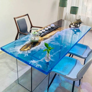 环氧树脂胶河流桌实木桌面大板原木茶桌茶几茶台1米8创意木板桌子