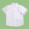 儿童衬衫夏装短袖棉纯男童中小学生校服纯白色上衣袖口条纹服衬衣