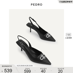 PEDRO尖头高跟鞋Icon女鞋24早春金属装饰后绊带单鞋PW1-26680024