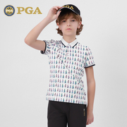 美国PGA儿童高尔夫服装男童短袖T恤春夏季青少年运动衣服