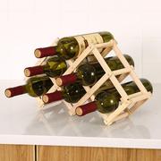 木制红酒架松木质葡萄酒架子创意折叠木酒架摆件多瓶装摆件