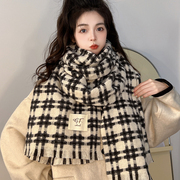 格子围巾冬季女2023韩系高级氛围感百搭保暖大披肩仿羊绒围脖