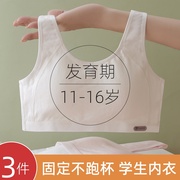 少女发育期背心内衣中学生纯棉文胸运动女初高固定杯跑步防震女童