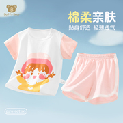 女童夏装套装宝宝短袖运动儿童女小童两件套男孩童装婴儿夏季衣服