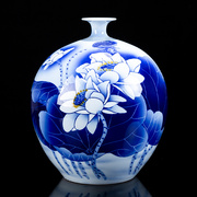 景德镇陶瓷手绘青花瓷花瓶，石榴瓶客厅，插花家居装饰工艺品瓷器摆件