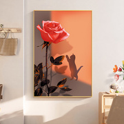 玫瑰小猫钻石画满钻客厅，卧室小件花卉，十字绣2022贴手工带框5d