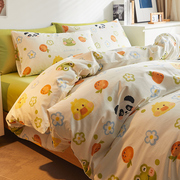 ins风卡通小熊猫纯棉全棉床上四件套可爱宿舍被套床单三件套1.5米