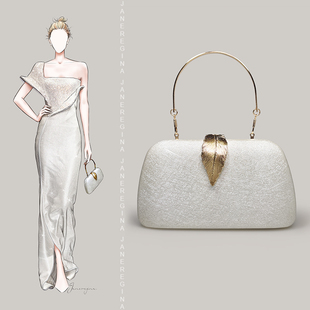 配旗袍晚宴包白色(包白色，)精致独特小包包，女手拿手包高端晚礼服手提包