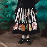 牛稠岛森林的秘密鼹鼠蘑菇，宝箱立体刺绣机关，黑白条纹印花半裙