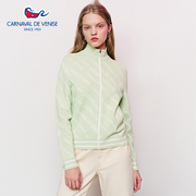 carnavaldevenise威尼斯23春季针织logo印花外套夹克女装清新绿色