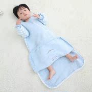 拆拉链包可脚儿童防踢被三层春秋双向棉可空气婴儿睡袋纯棉袖保暖