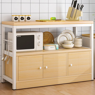 厨房置物架落地多层橱柜微波炉收纳柜家用切菜桌多功能柜子储物架